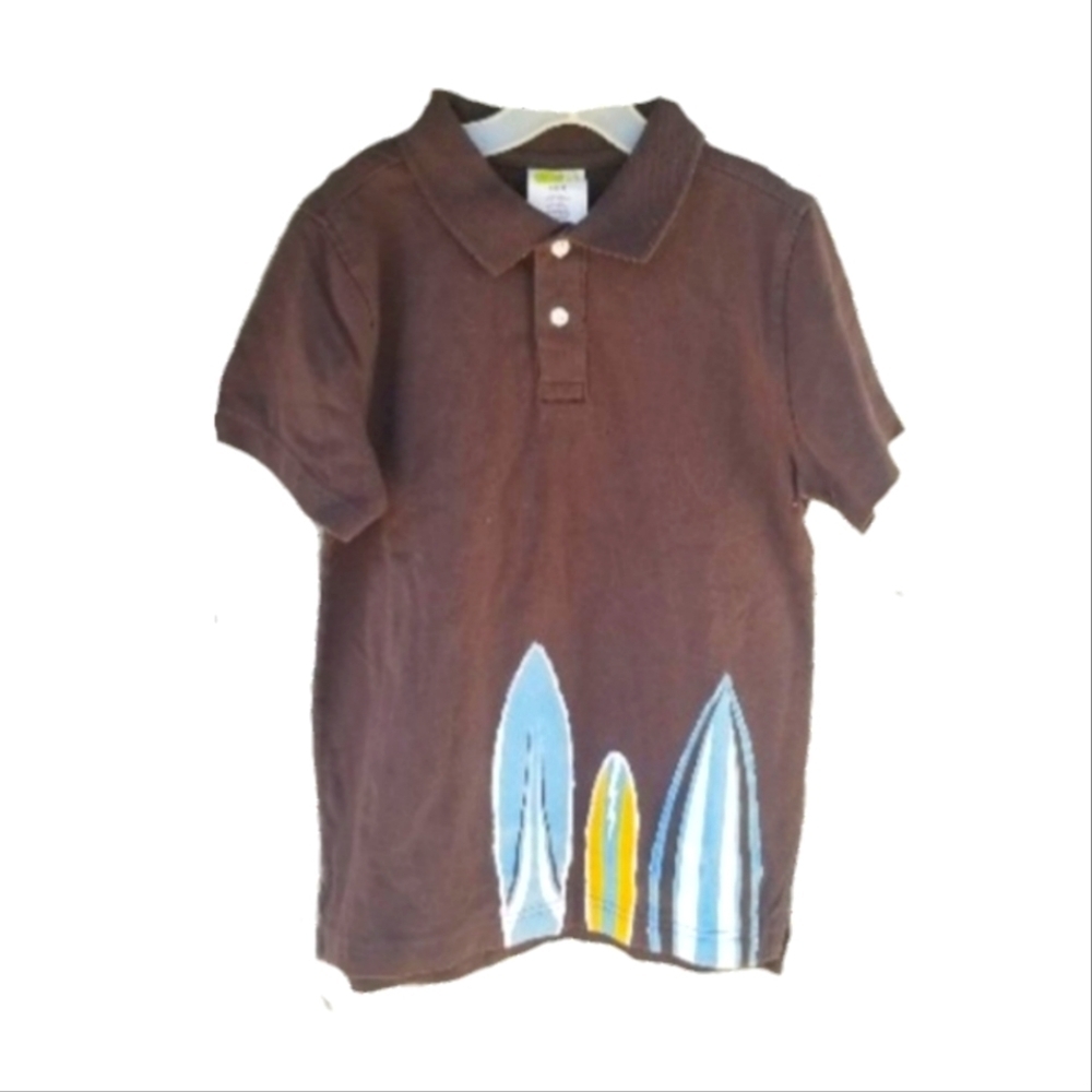 Crazy 8 Brown Surf Beach Polo Tee Shirt